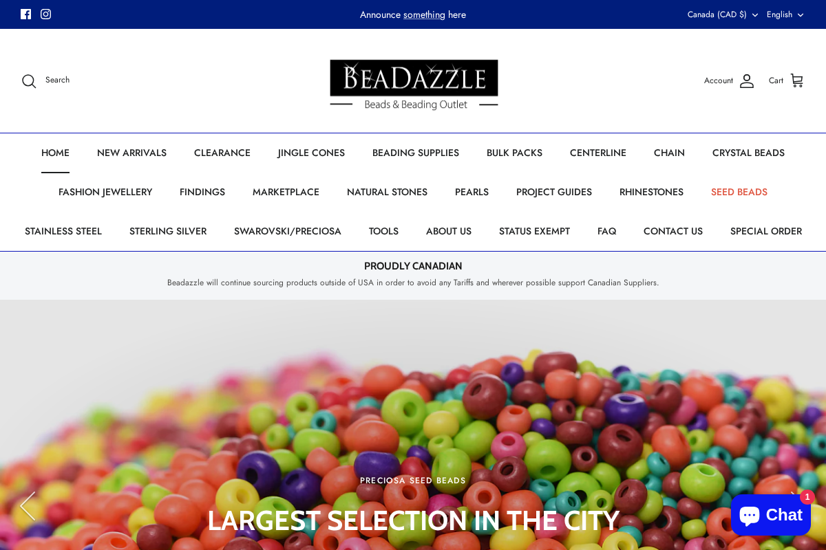 beadazzle.ca homepage screenshot