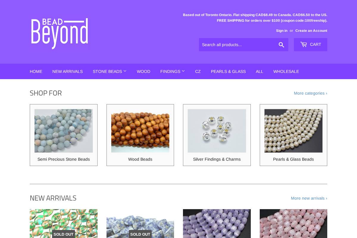 beadbeyond.com homepage screenshot