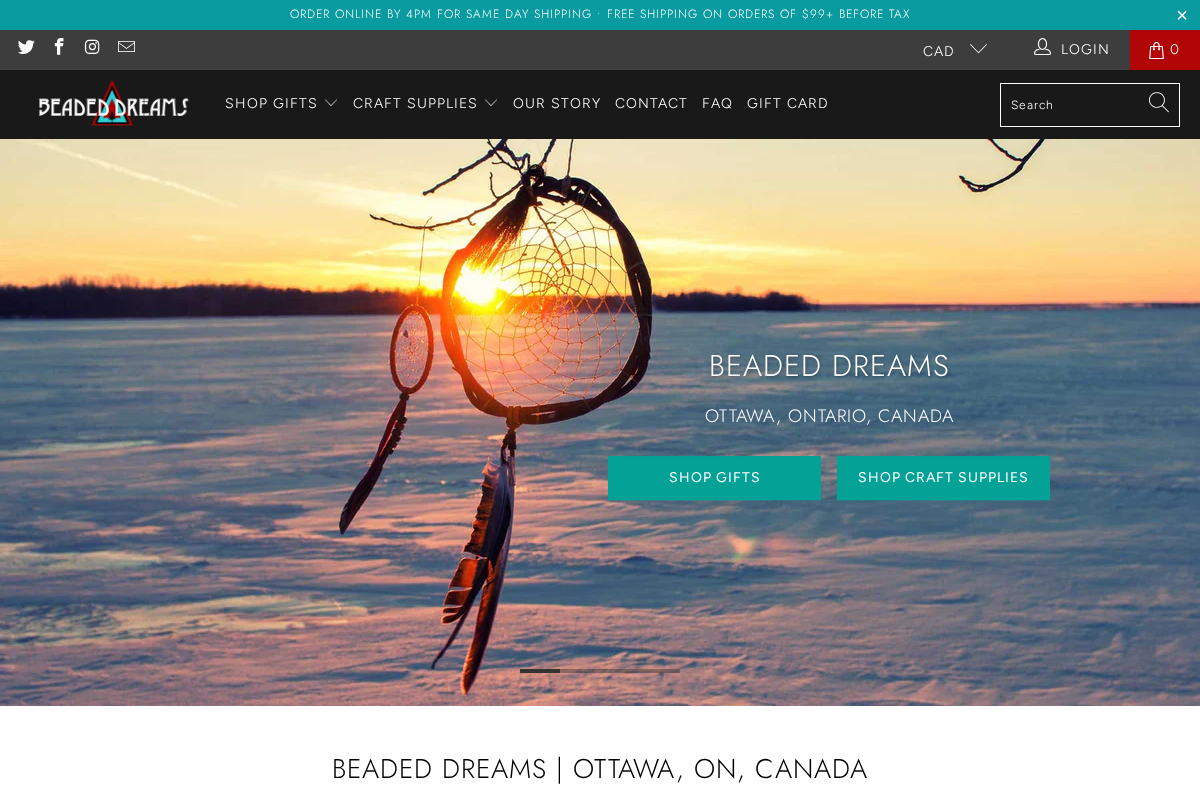 Beaded Dreams homepage screenshot