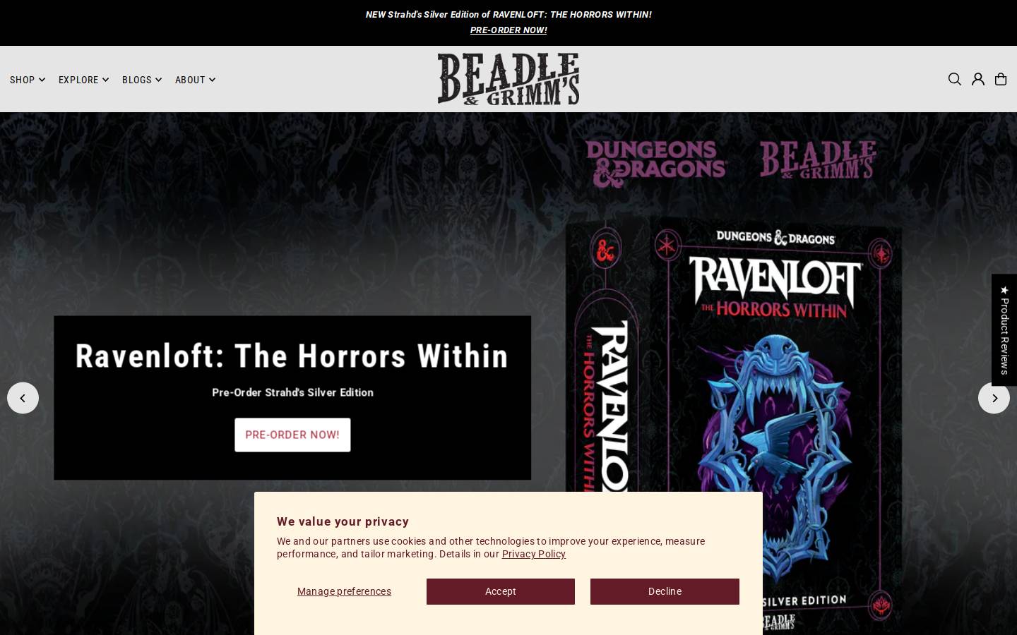 beadleandgrimms.com homepage screenshot