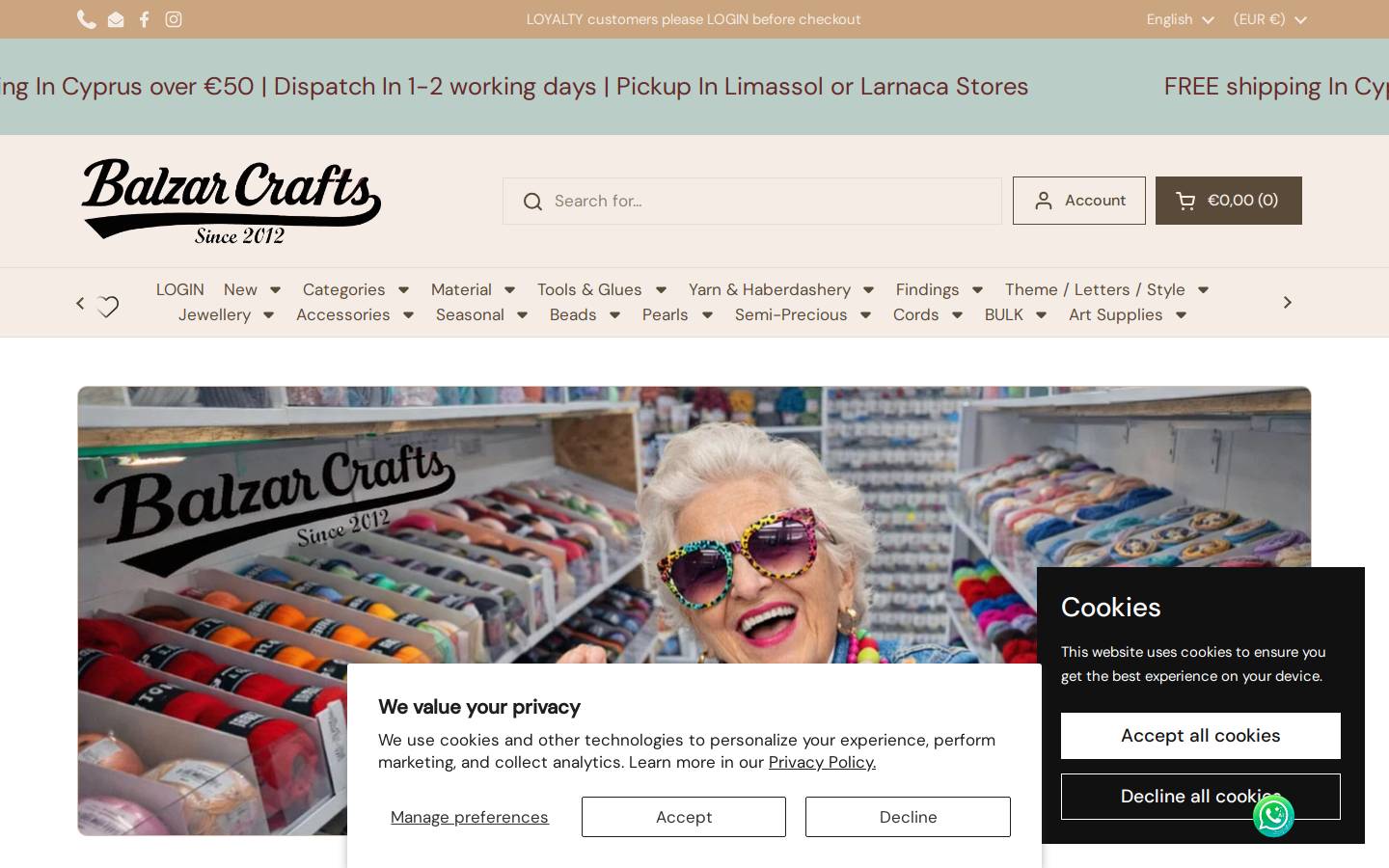 beadsbalzar.com homepage screenshot