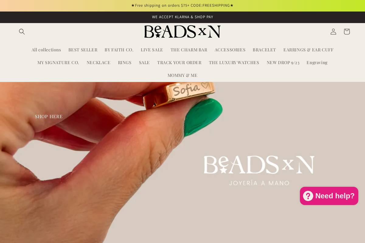 beadsbyn.com homepage screenshot