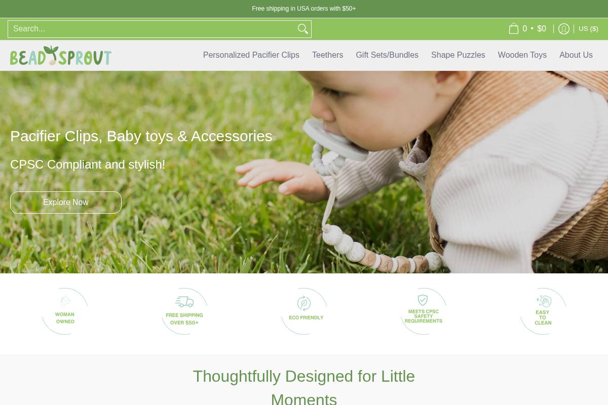 beadsprout.com homepage screenshot