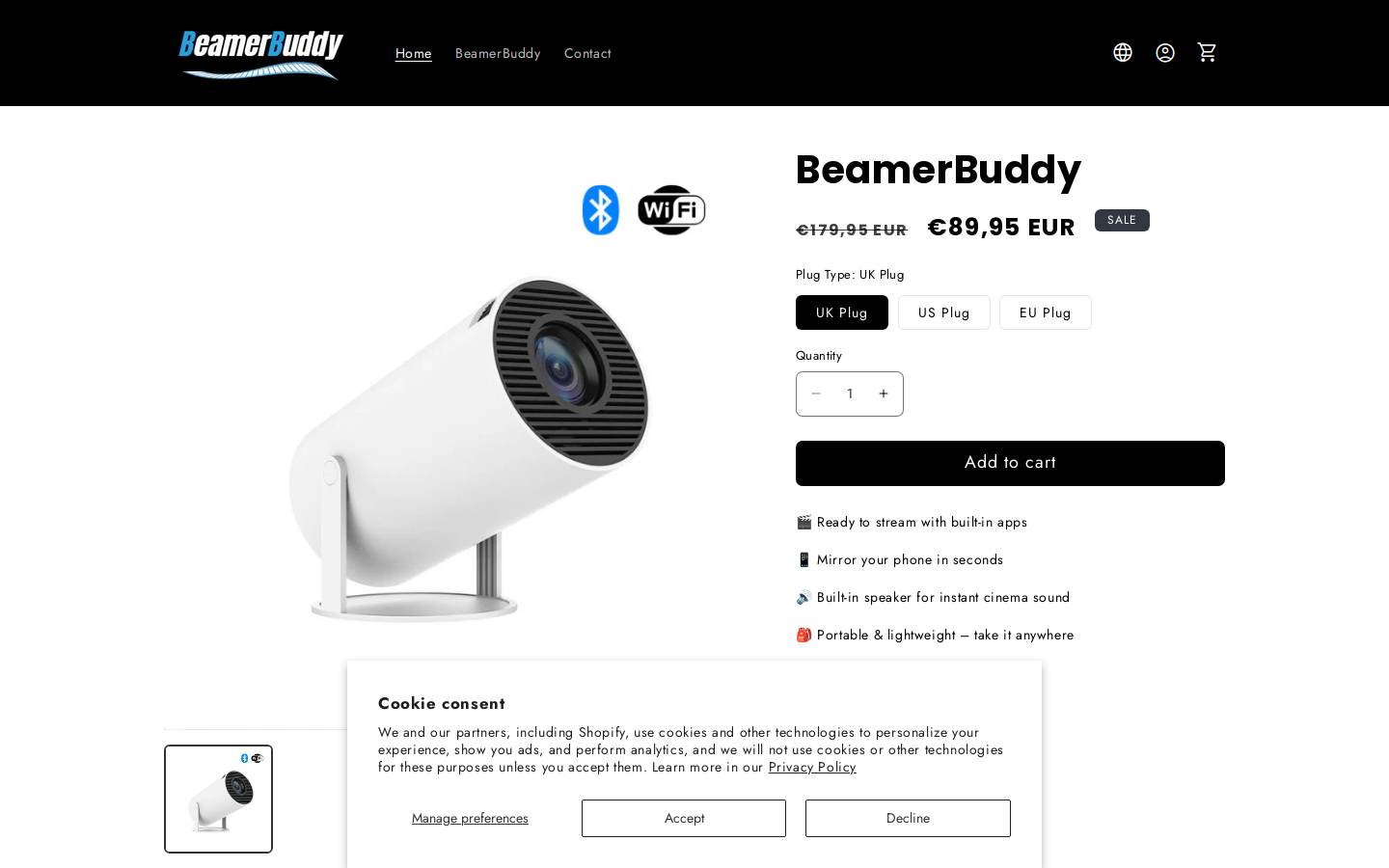 beamerbuddy.com homepage screenshot