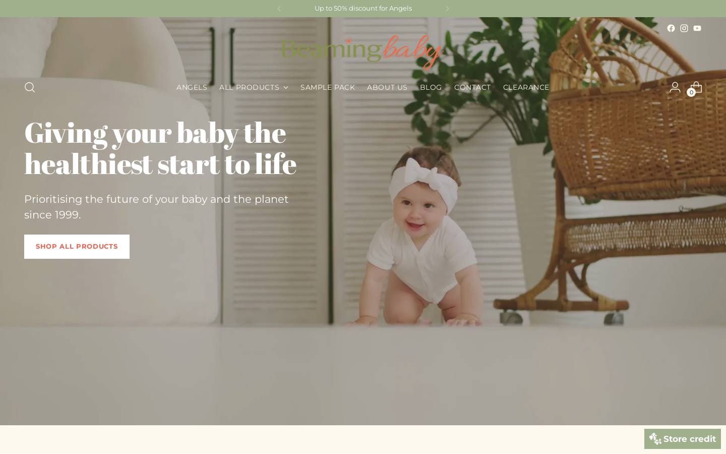Beaming Baby homepage screenshot