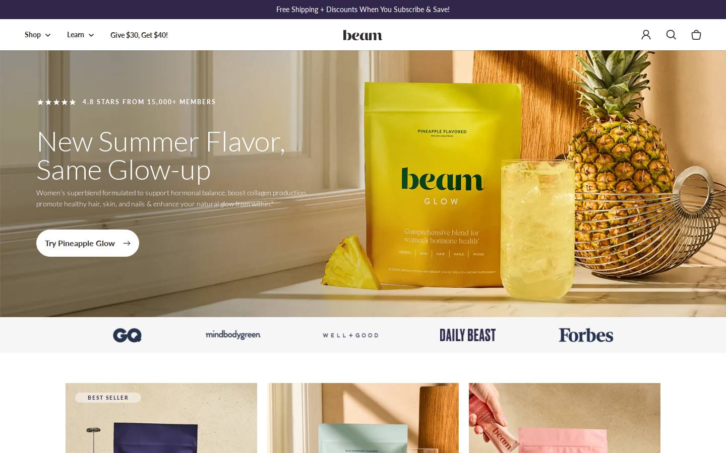 Beamorganics homepage screenshot