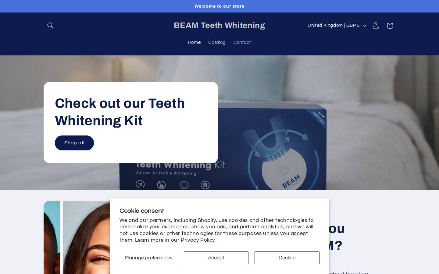beamteethwhitening.com homepage screenshot
