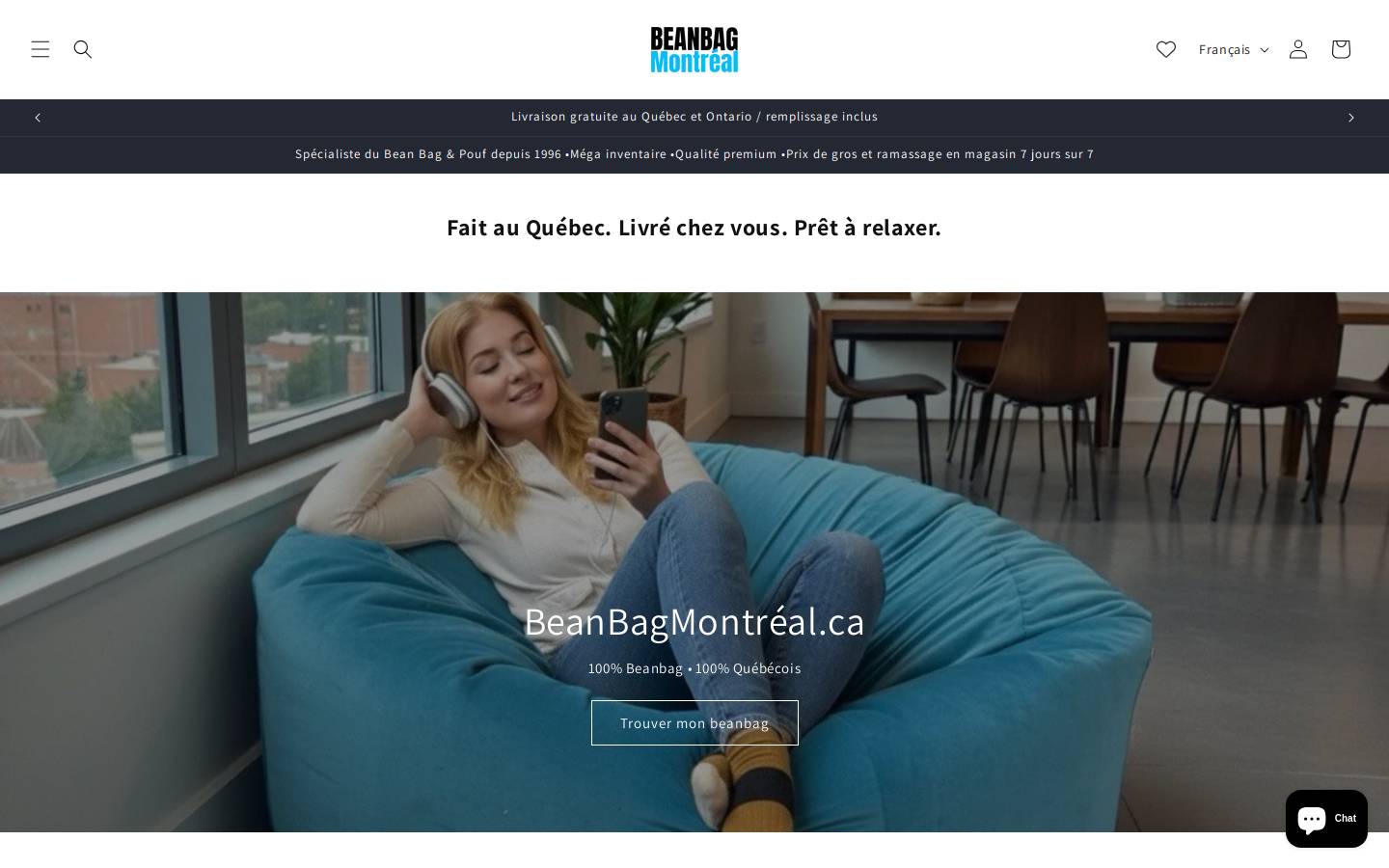 beanbagmontreal.ca homepage screenshot