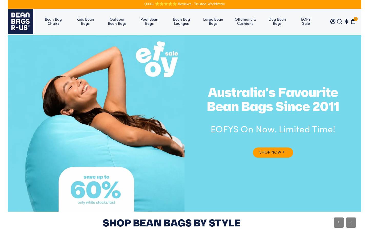 Bean Bags R Us homepage screenshot