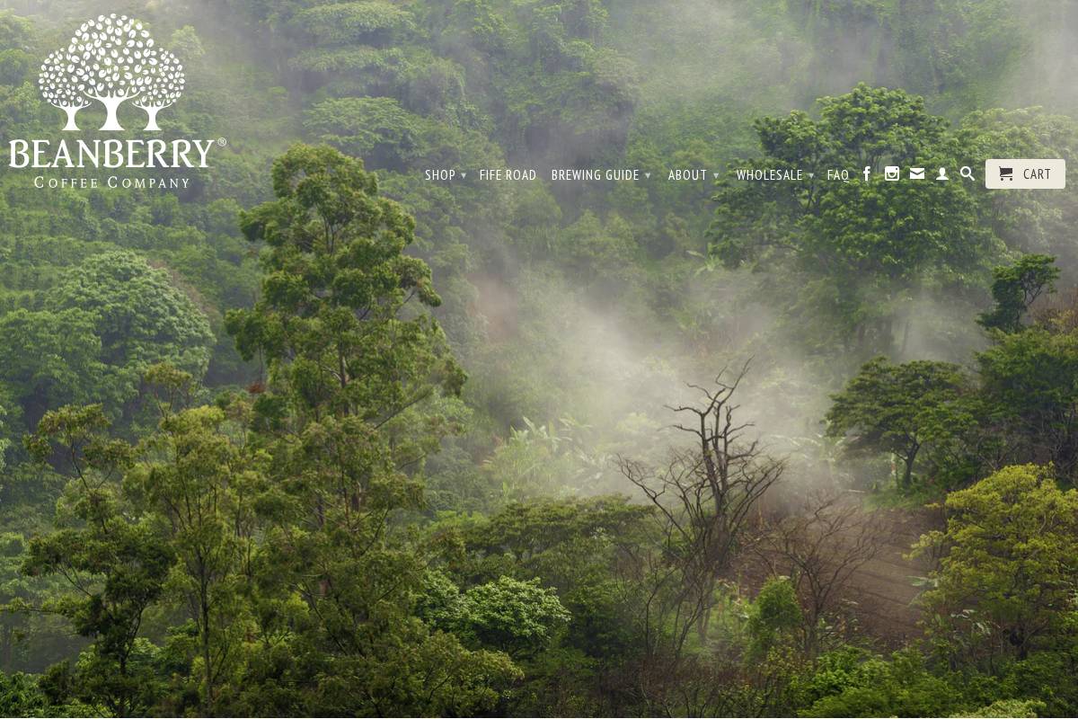 beanberrycoffee.com homepage screenshot