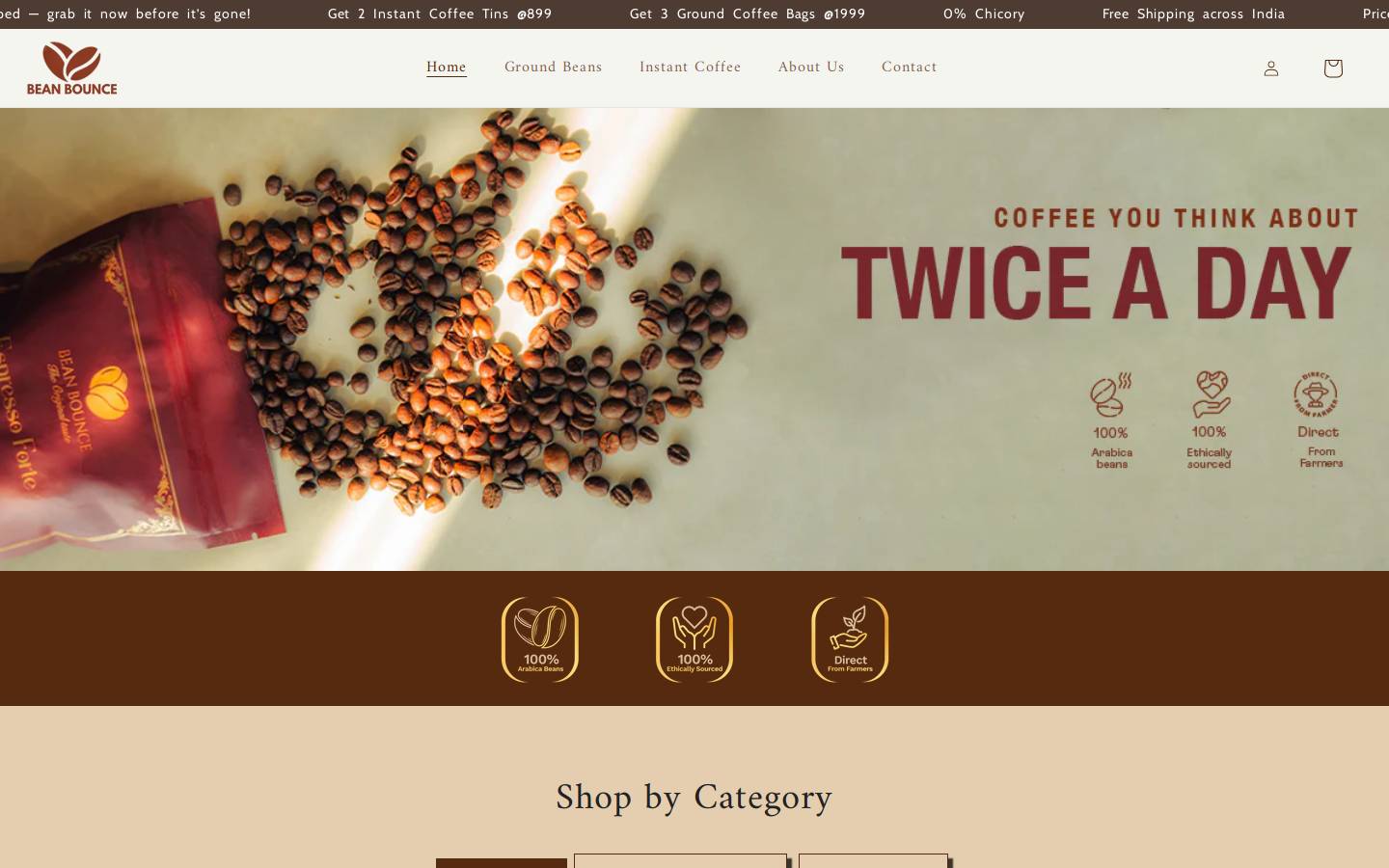 beanbounce.com homepage screenshot