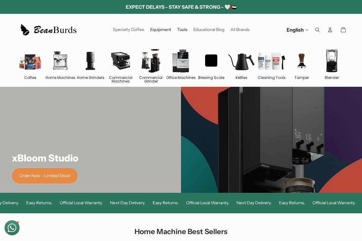 Beanburds homepage screenshot