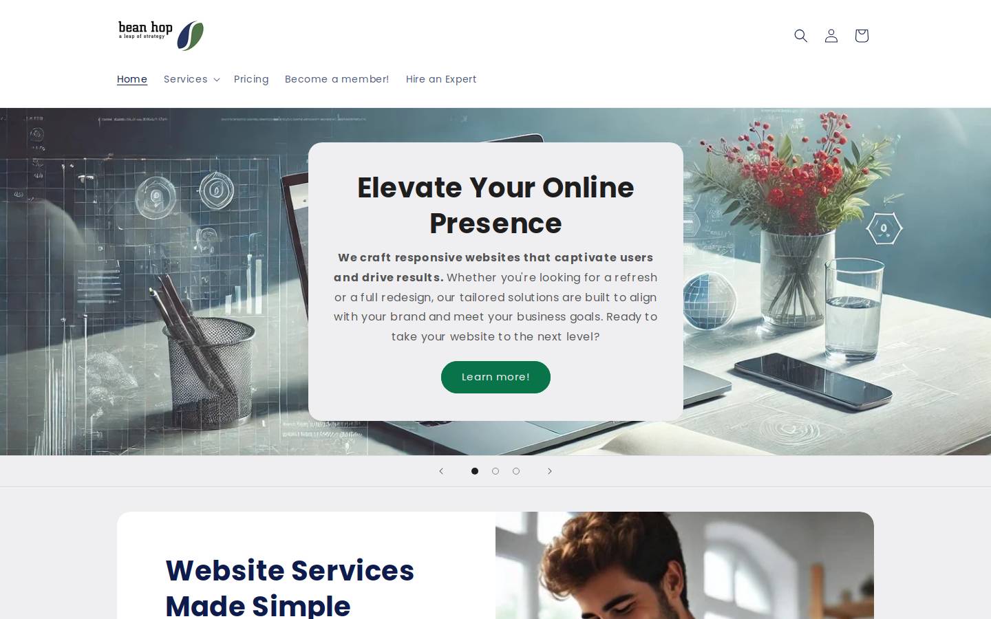 beanhop.com homepage screenshot