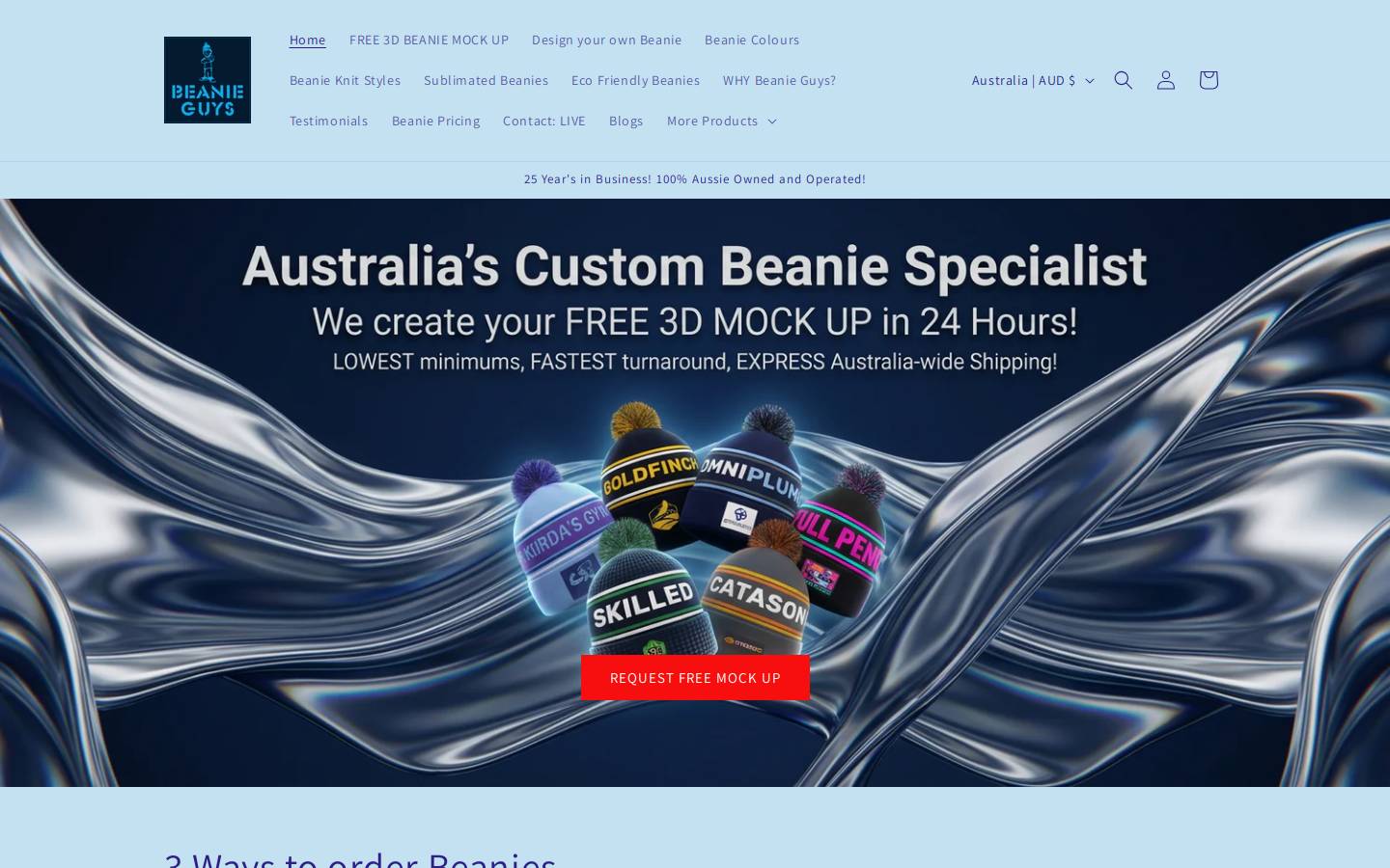 beanieguys.com homepage screenshot
