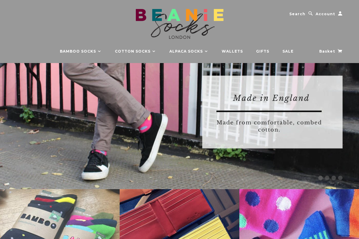 Beaniesocks homepage screenshot