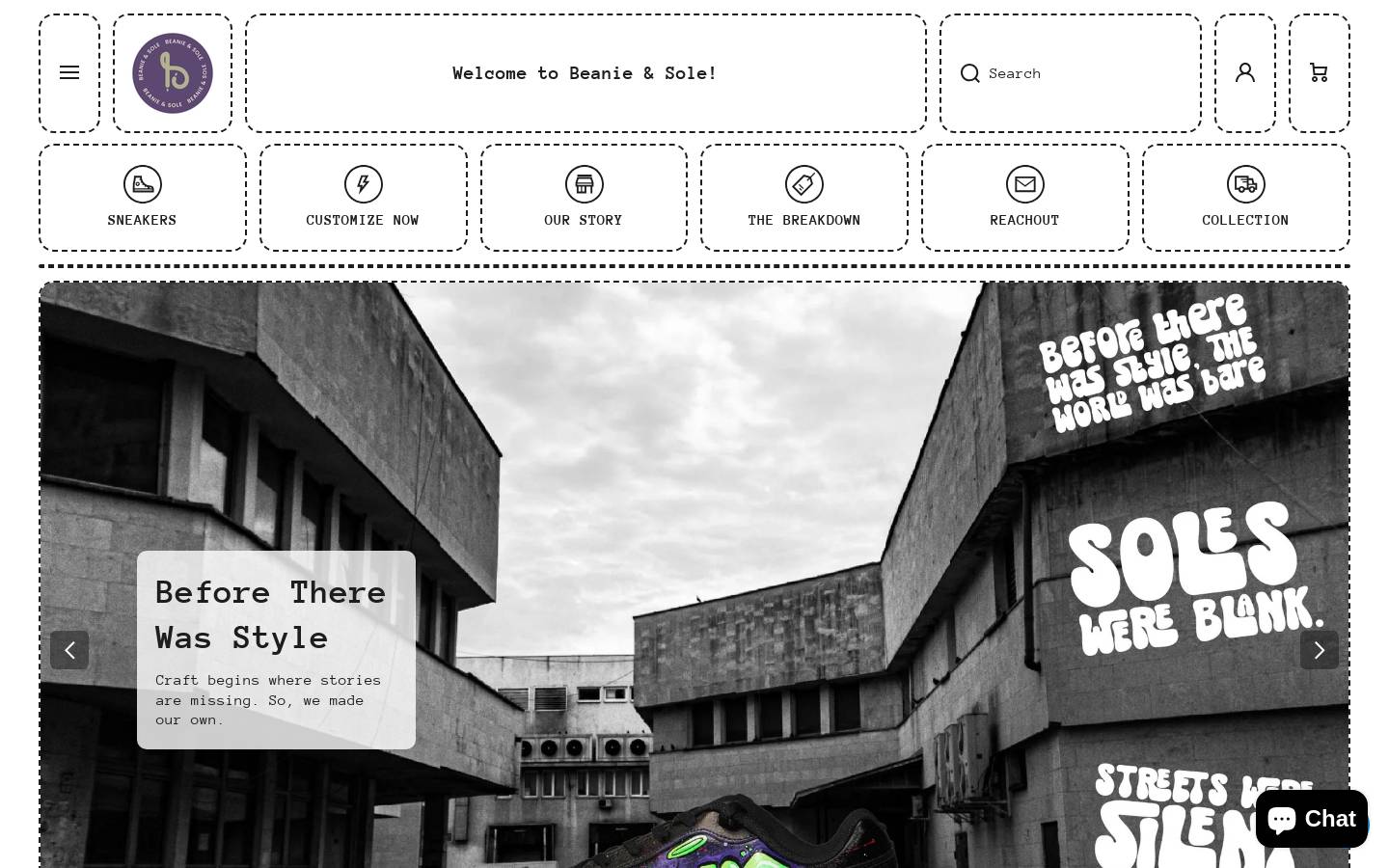 beaniesole.com homepage screenshot