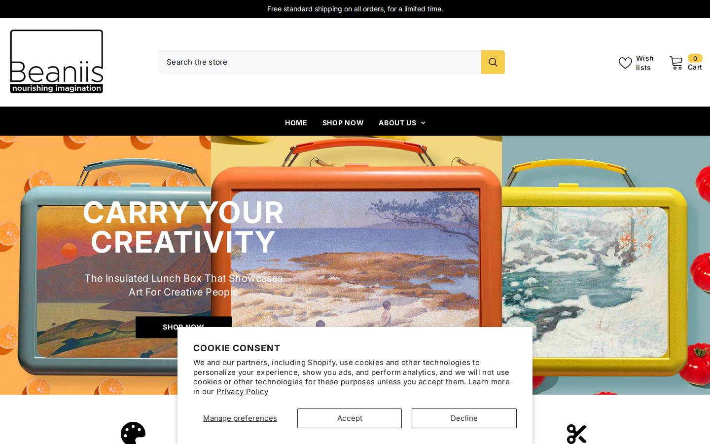 beaniis.com homepage screenshot