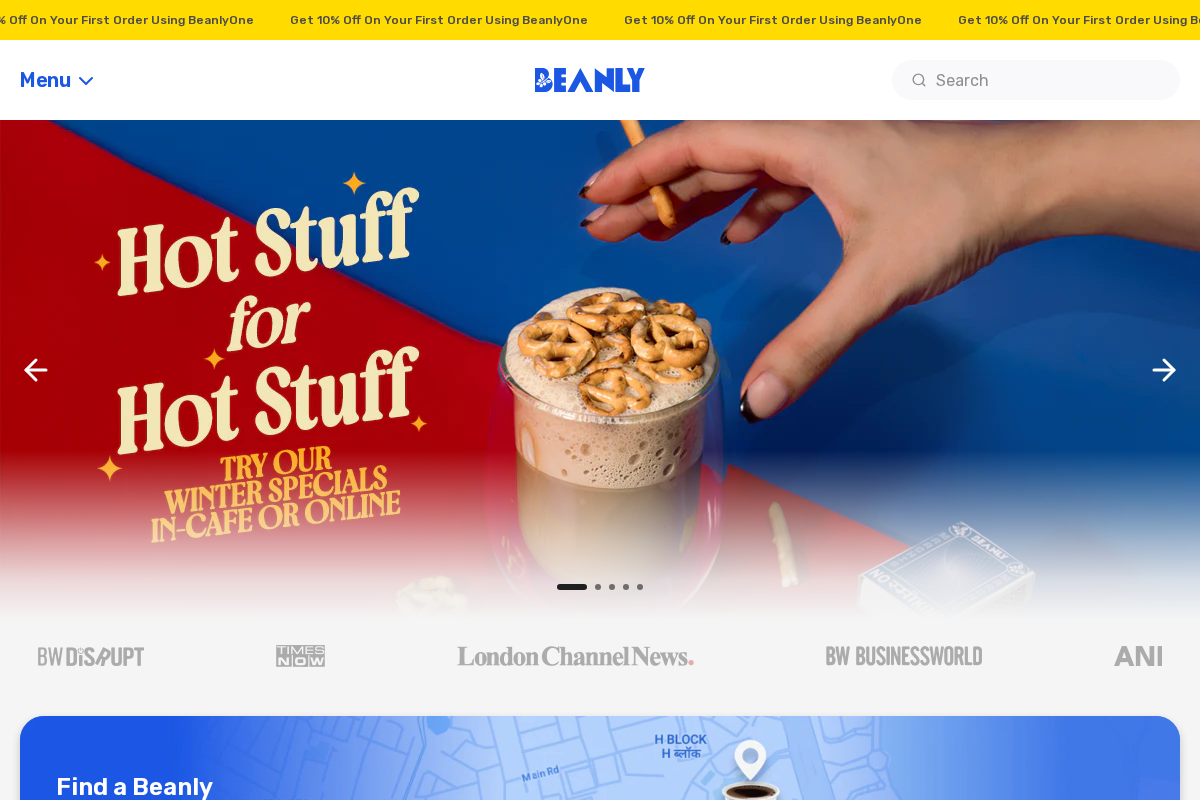 Beanly homepage screenshot