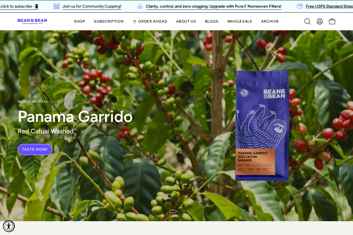 Bean & Bean Coffee Roasters homepage screenshot