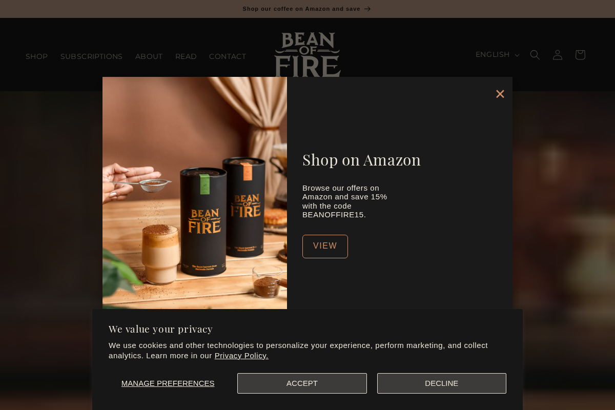Bean of Fire homepage screenshot
