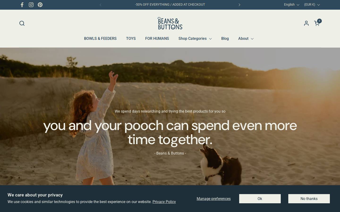 beansandbuttons.com homepage screenshot