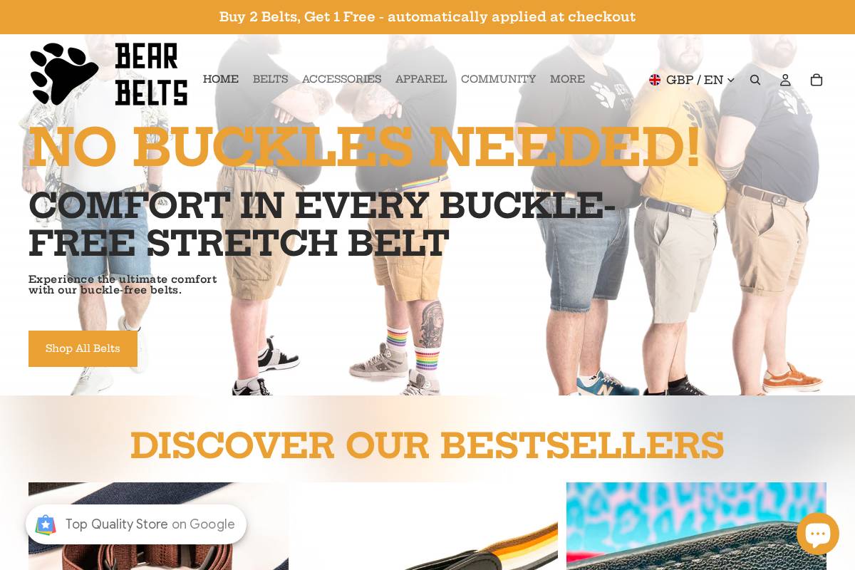 Bear Belts homepage screenshot