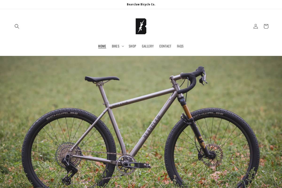 bearclawbicycleco.com homepage screenshot