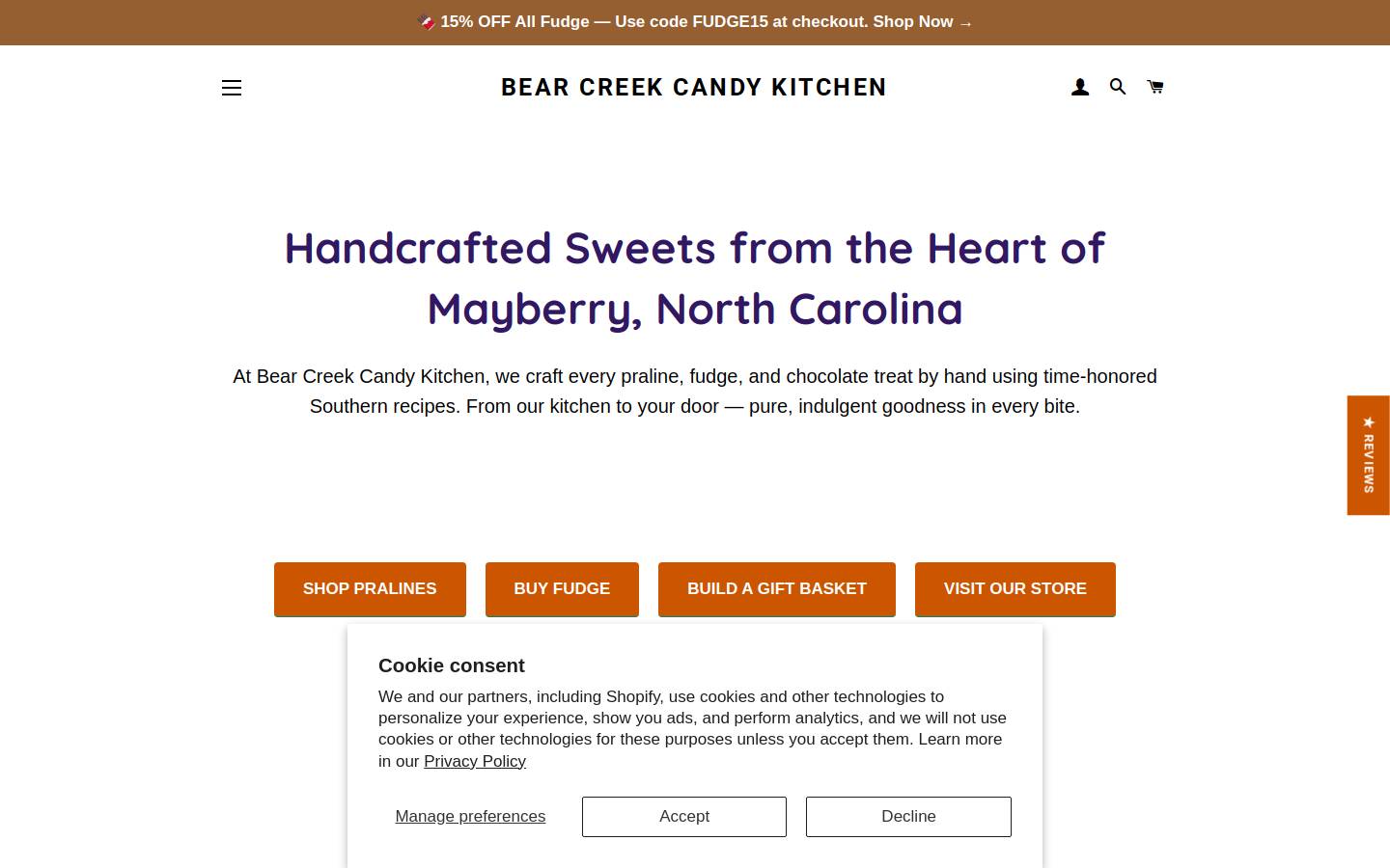 bearcreekcandy.com homepage screenshot