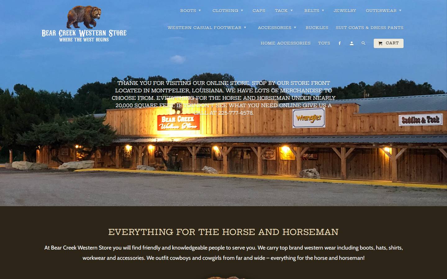bearcreekwestern.com homepage screenshot