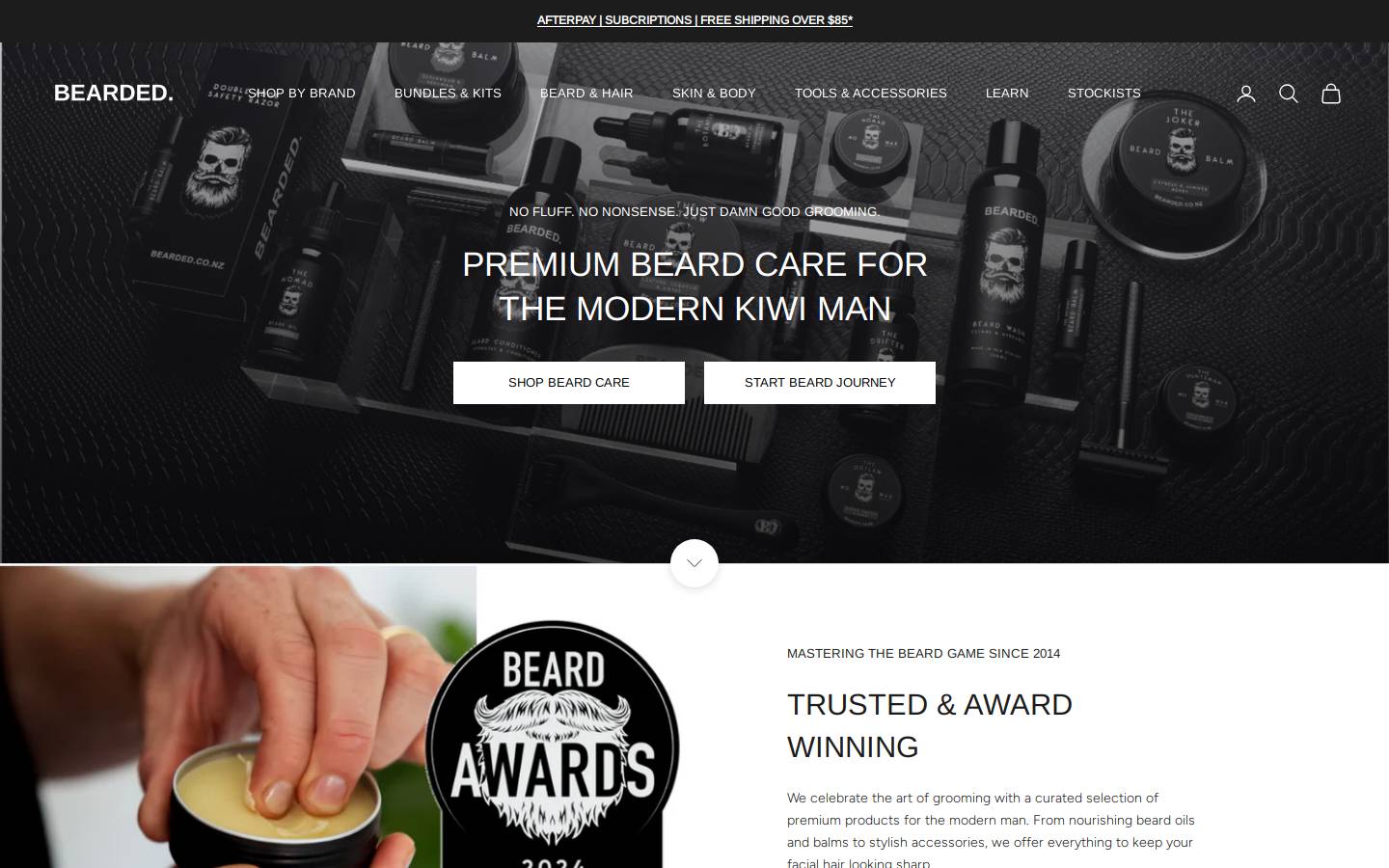 bearded.co.nz homepage screenshot