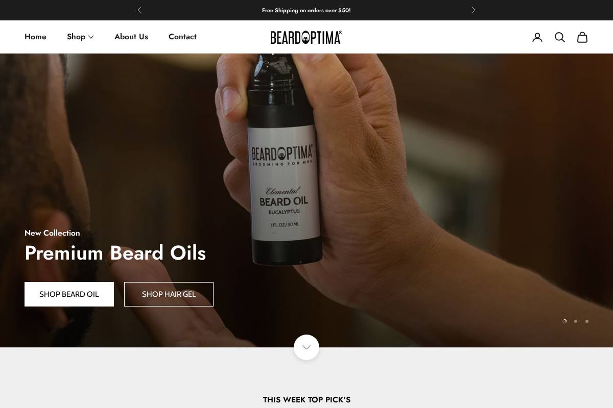 beardoptima.com homepage screenshot