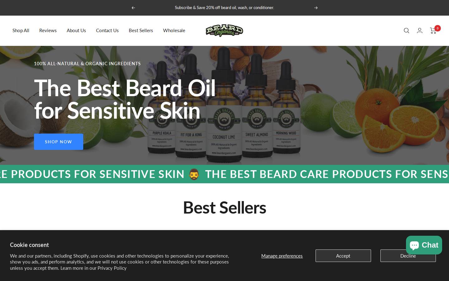 beardorganics.com homepage screenshot