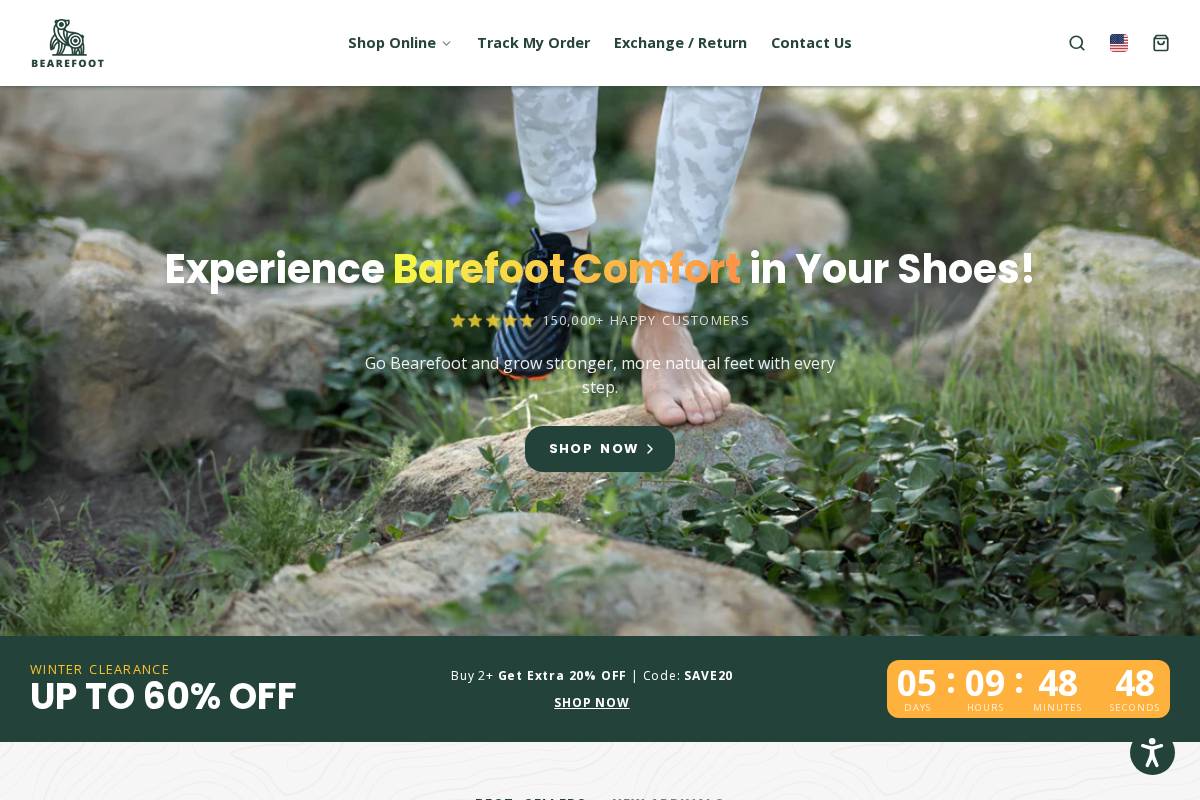 Bearefoot homepage screenshot