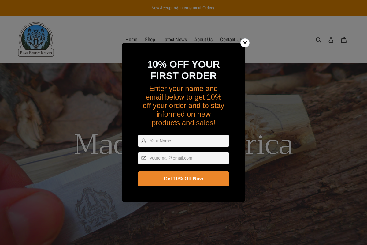 Bear Forest Knives homepage screenshot
