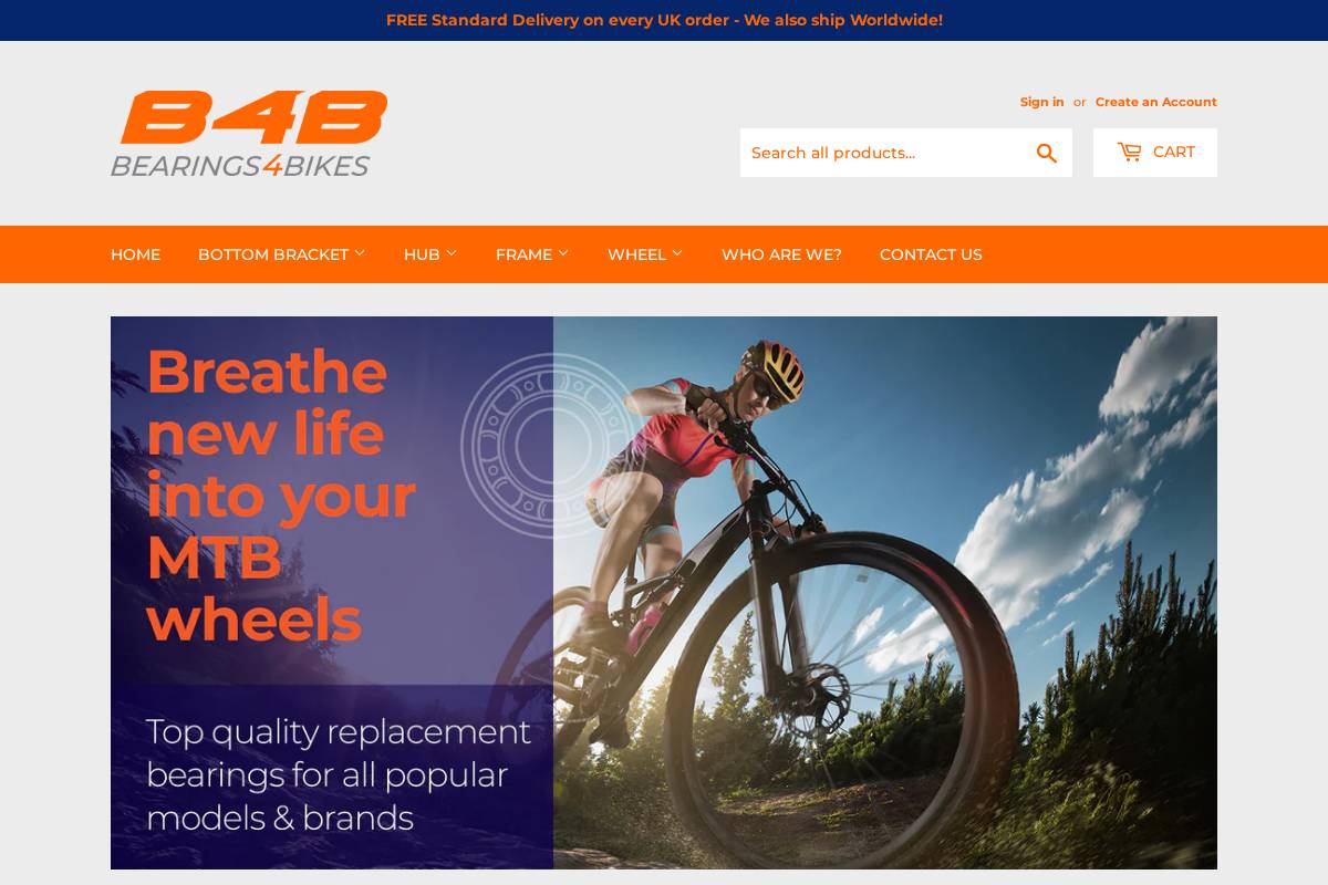 bearings4bikes.com homepage screenshot