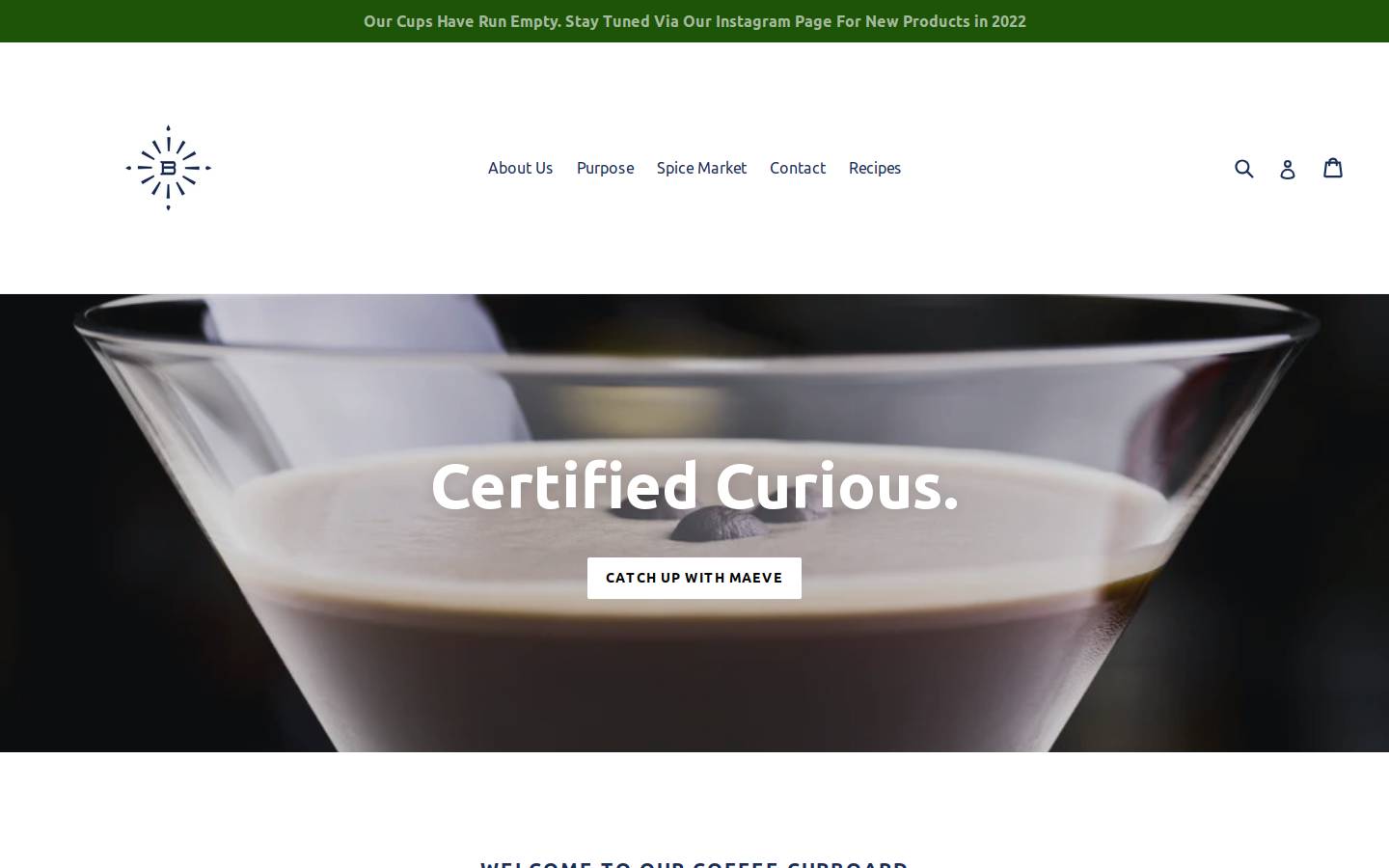 bearingscoffee.com homepage screenshot