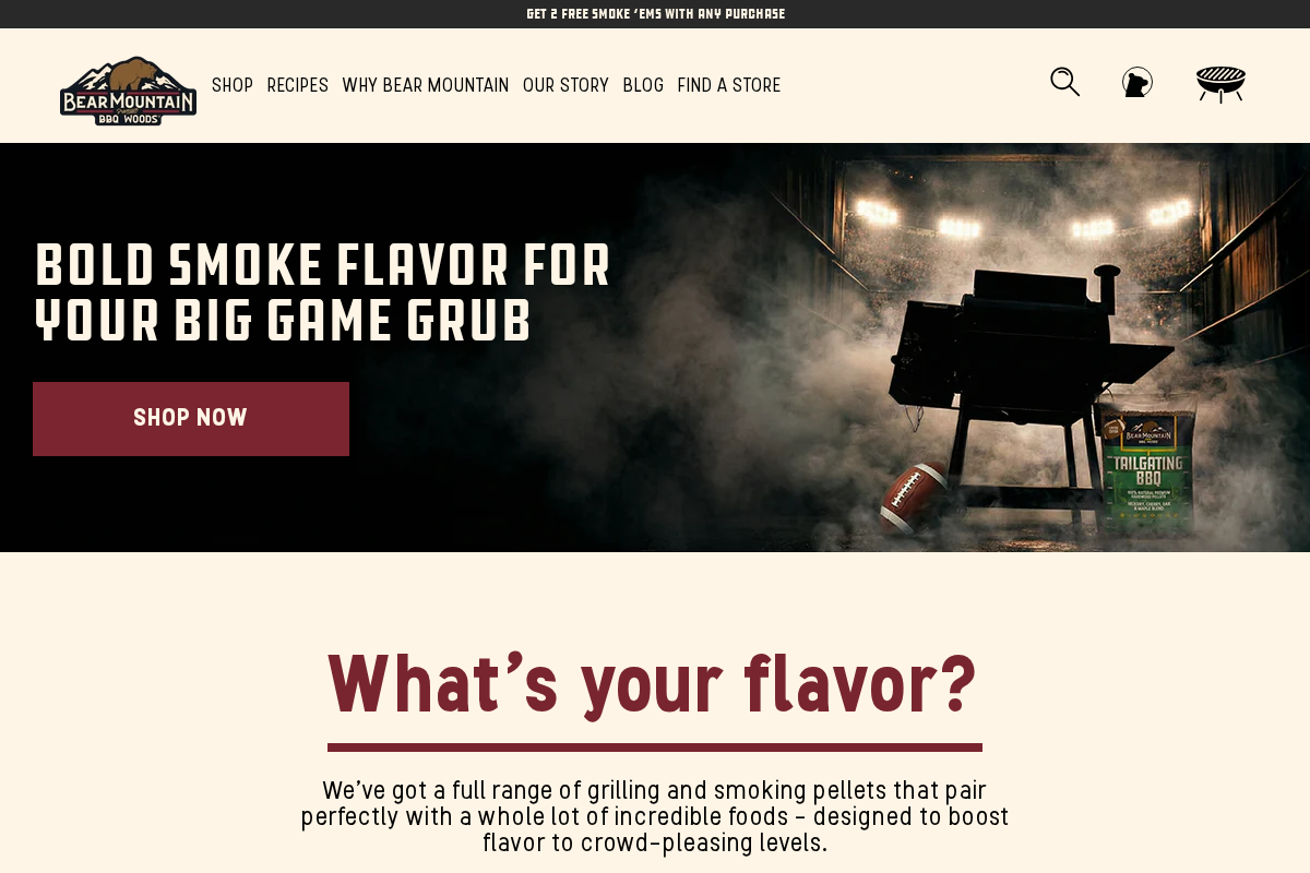 Bear Mountain BBQ homepage screenshot