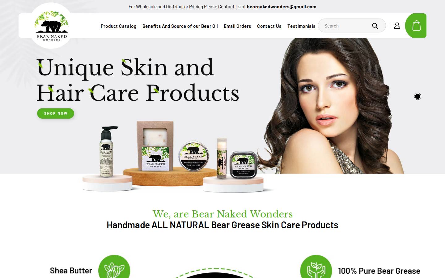 bearnakedwonders.com homepage screenshot