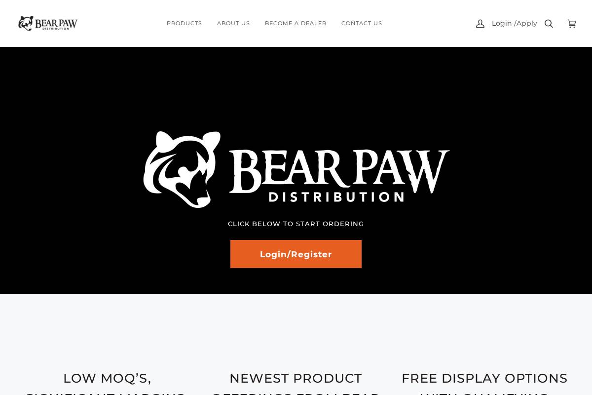 bearpawdistribution.com homepage screenshot