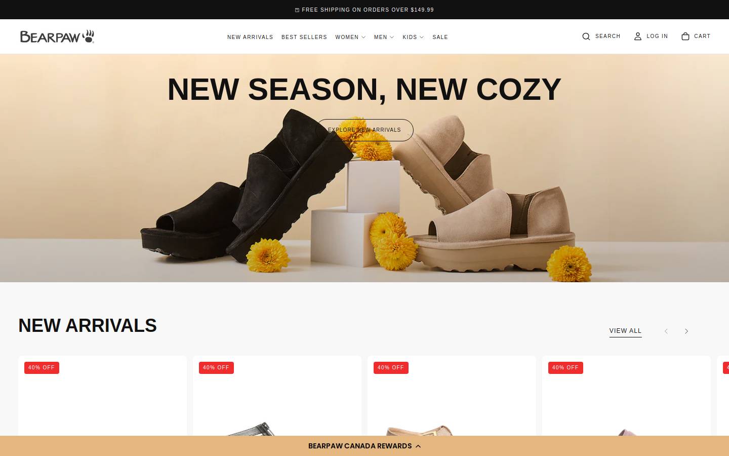 bearpawfootwear.ca homepage screenshot