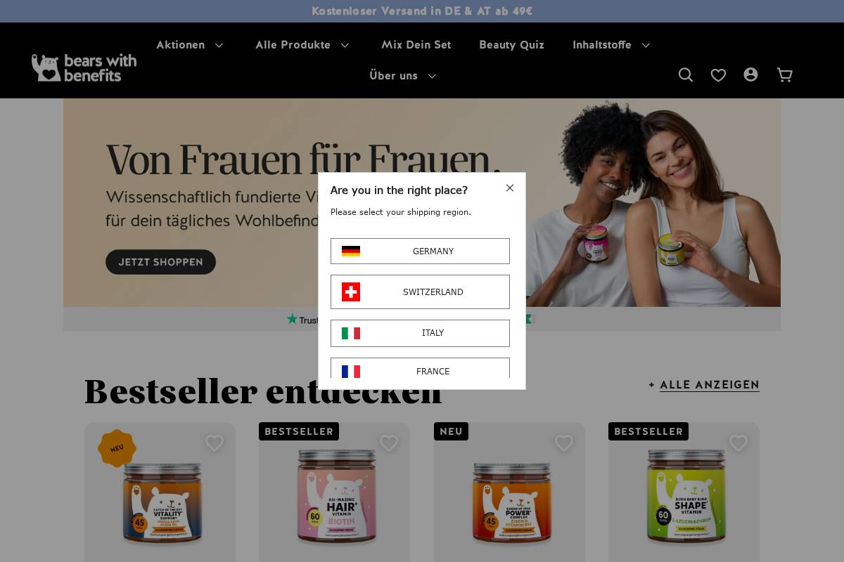 BEARS WITH BENEFITS homepage screenshot