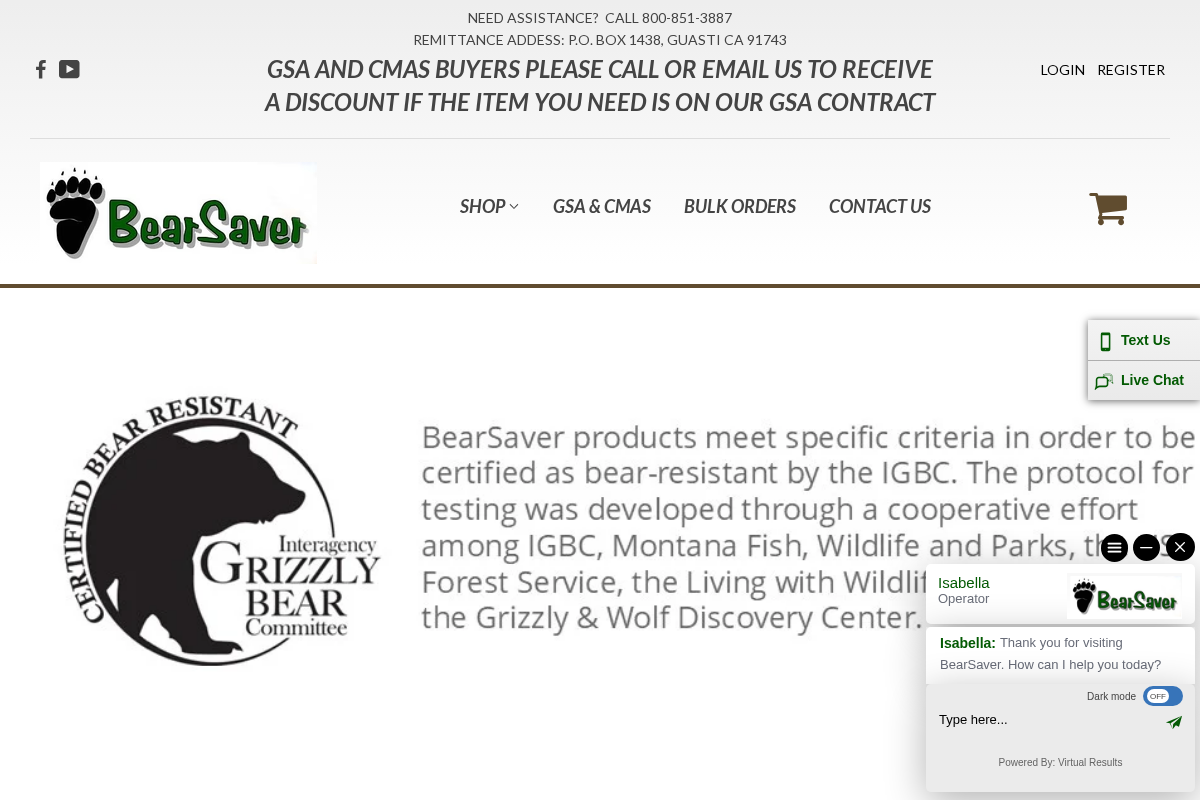 BearSaver homepage screenshot