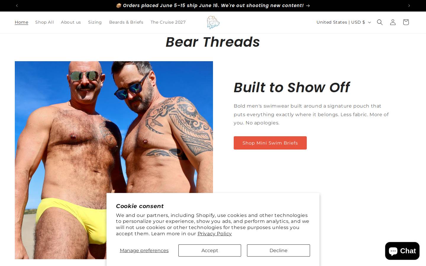 bearthreads.com homepage screenshot