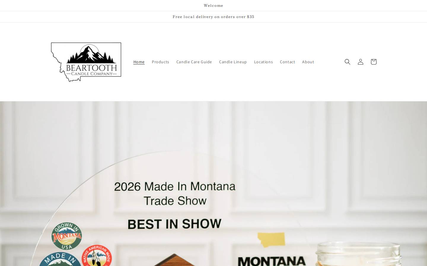 beartoothcandlecompany.com homepage screenshot