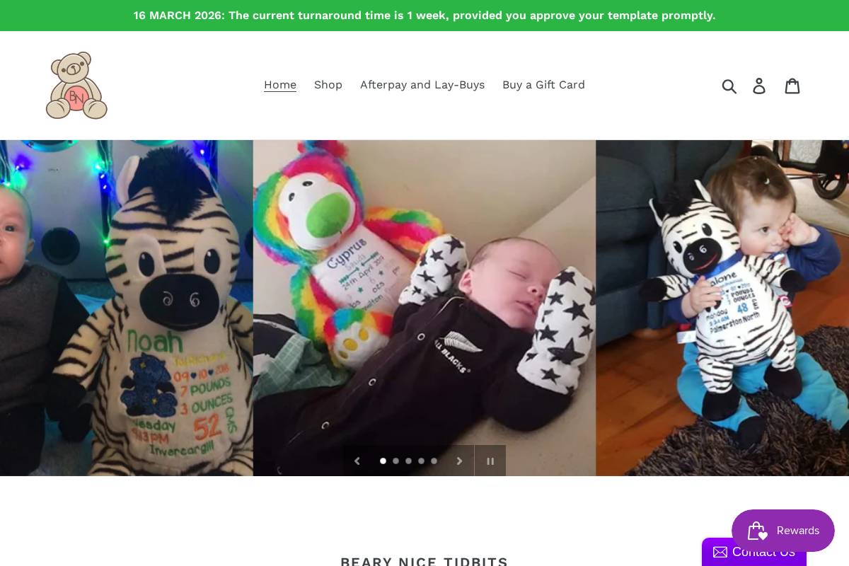 bearynice.co.nz homepage screenshot