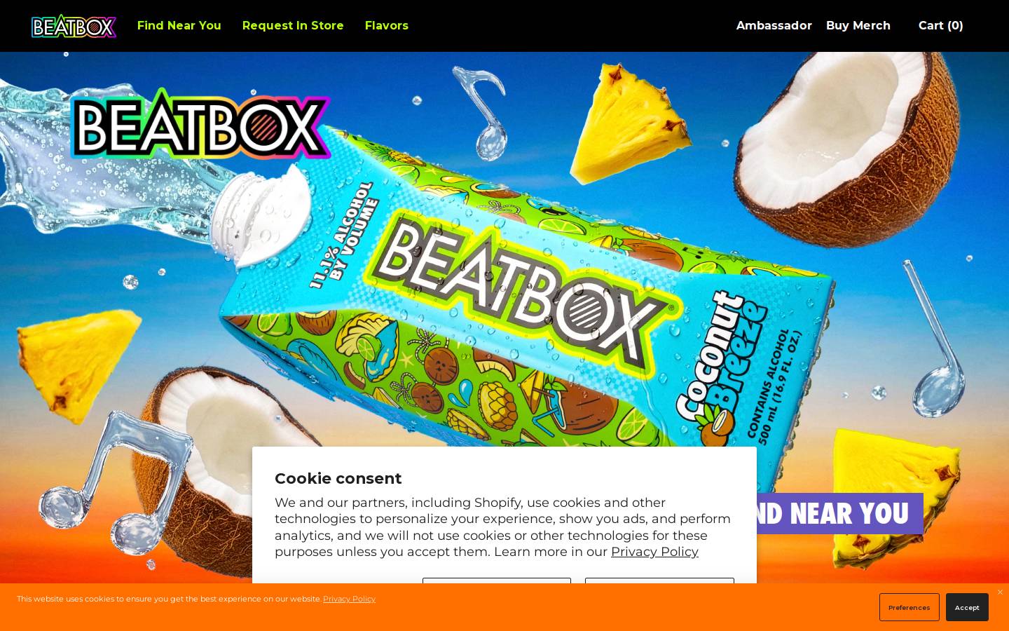 beatboxbeverages.com homepage screenshot