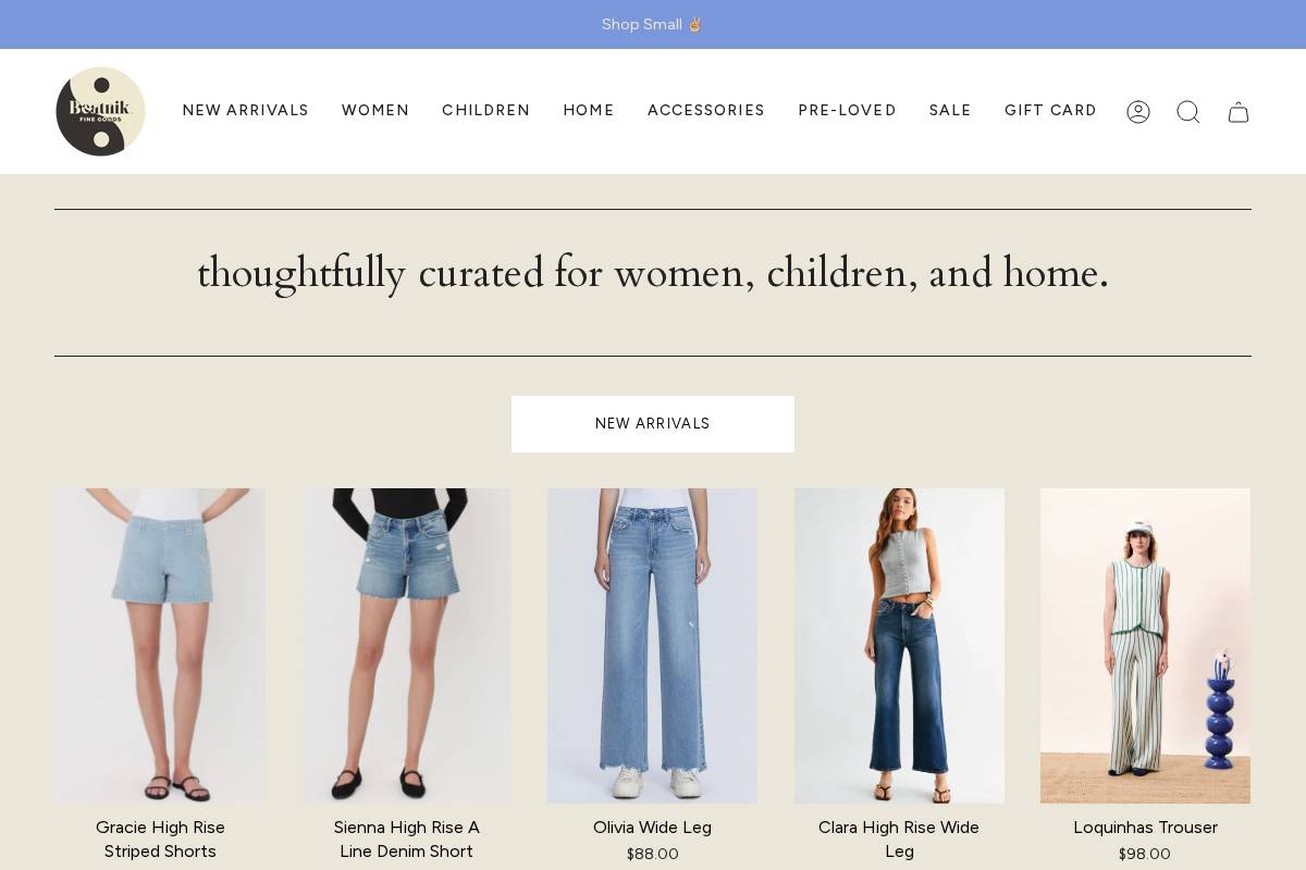 beatnikfinegoods.com homepage screenshot