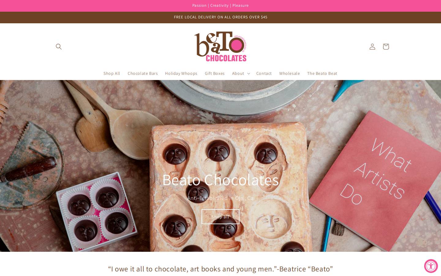 beatochocolates.com homepage screenshot