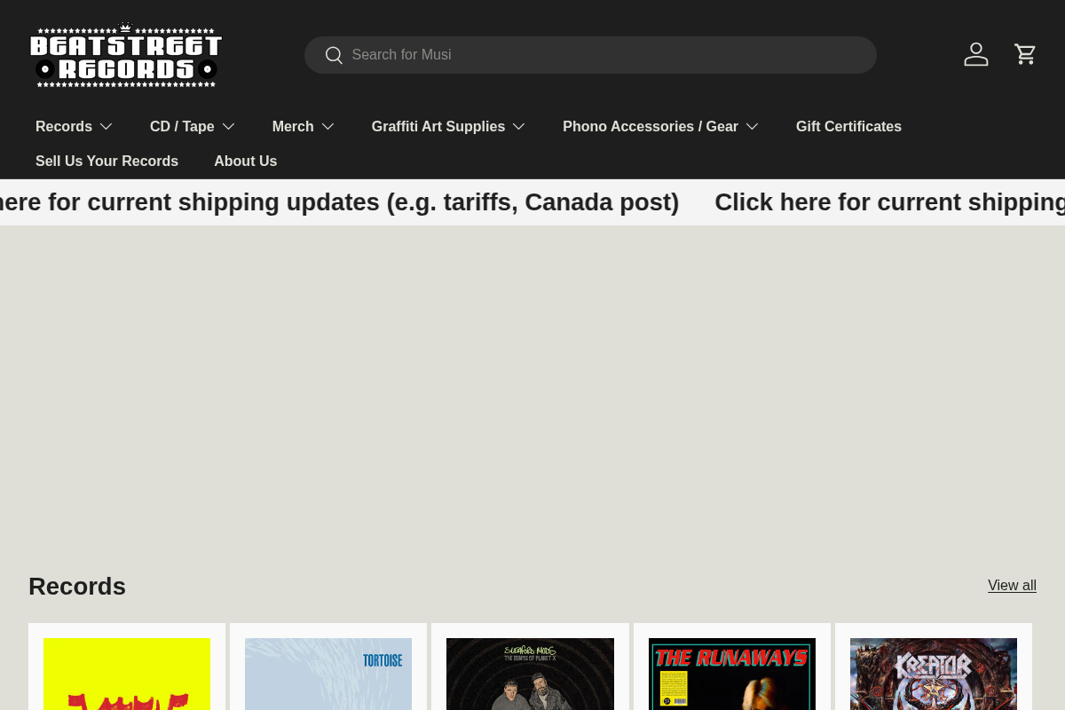 Beat Street Records homepage screenshot