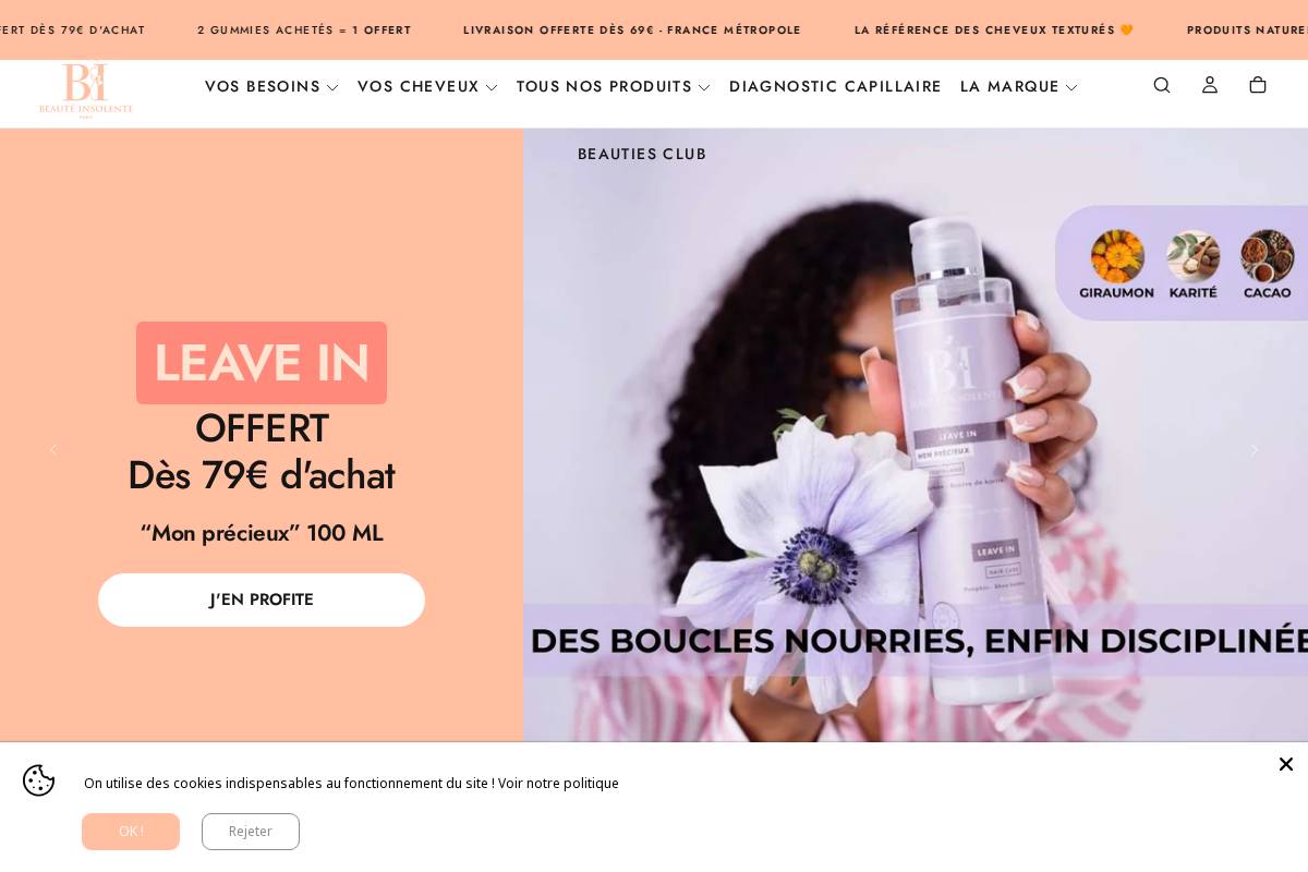 BEAUTÉ INSOLENTE  homepage screenshot